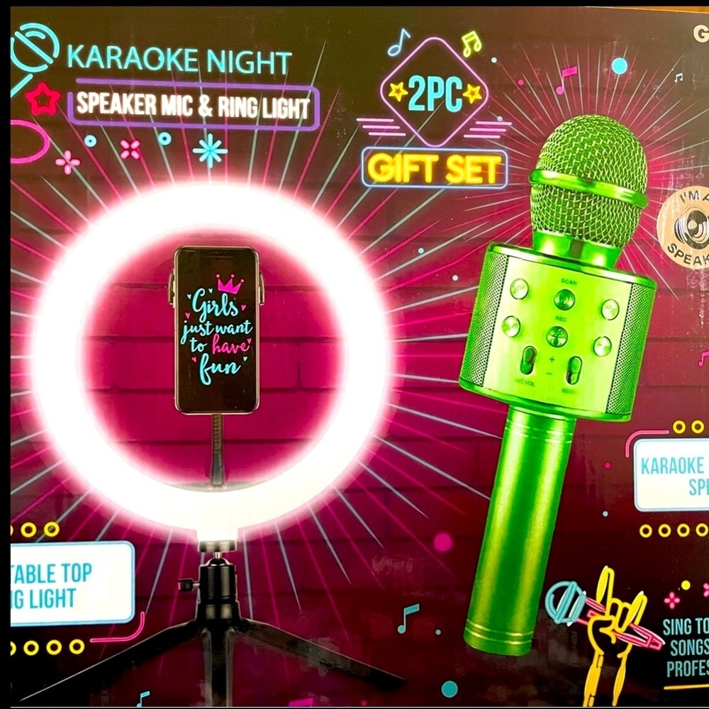 TWO Ring Light Microphone Ring light & karaoke holds Cell Phone.NEW 2 Hour Sale!